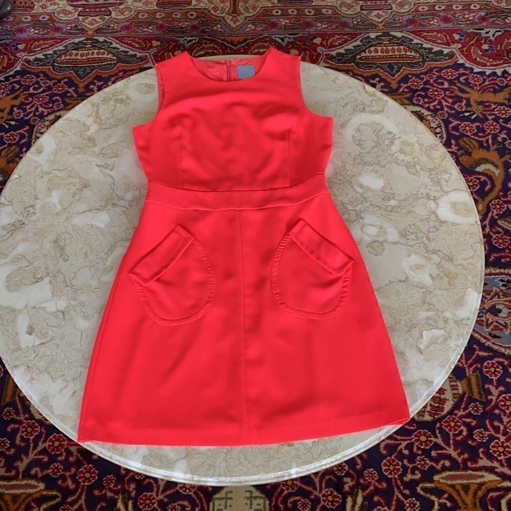 CeCe Neon Orange Mod Style Sleeveless Mini Dress - Picture 7 of 9